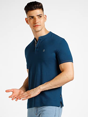 Image of Urbano Fashion Men's Solid Slim Fit Half Sleeve Cotton Polo T-Shirt with Mandarin Collar