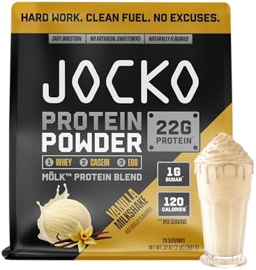 Jocko Fuel Whey Protein Powder, Vanilla Milkshake, 22g Protein, D...