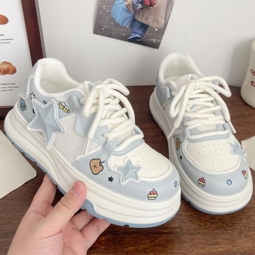 Y2k Cute Star Platform Chunky Sneakers for Women and Girls Retro Mesh Breathable Aesthetic Casual Summer Walking Shoes4