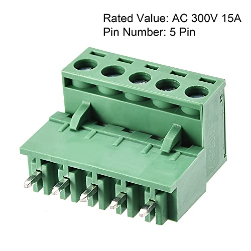 Bloque de terminales enchufable hembra de 5.08 mm para PCB con tornillo, 5 piezas 4