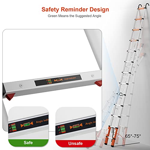 Luisladders Aluminum Telescoping Ladder Telescopic Extension Ladder 330 Pound Capacity One-Button Retraction thumb #1