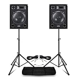 Powerful 2000W passive PA speaker kit delivers immersive, full-range audio for DJs, live events, and PA setups, including two robust 15" passive speakers, tripod stands, and pro-grade 6m jack-jack speaker cables. Dual 15" speaker system combines a hi...