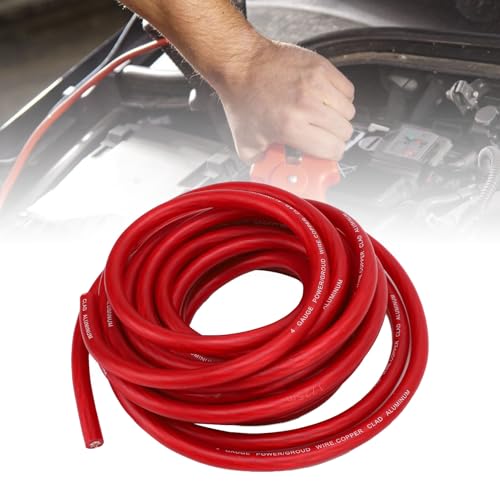 Cable de alimentación calibre 4 CCA rojo de 25 pies para audio de coche y caravanas 2