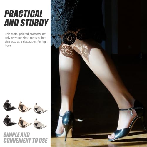 Image of Abaodam 3 Pairs Metal Shoe Protectors Tip Covers Decorative Pointed Toe Caps for High Heels Toe Guards for Shoes Heel Caps for High Heels Protection and Shoe Repair