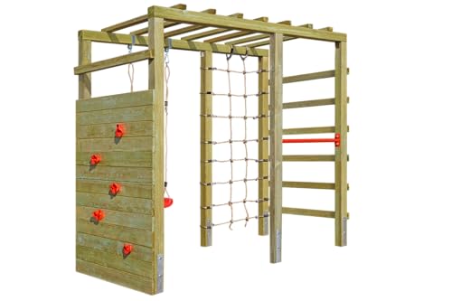 Gartenpirat Kinder Klettergerüst Jolly Roger mit Kletterwand Schaukel Reckstange Spielturm 240 x 120 x 219 cm