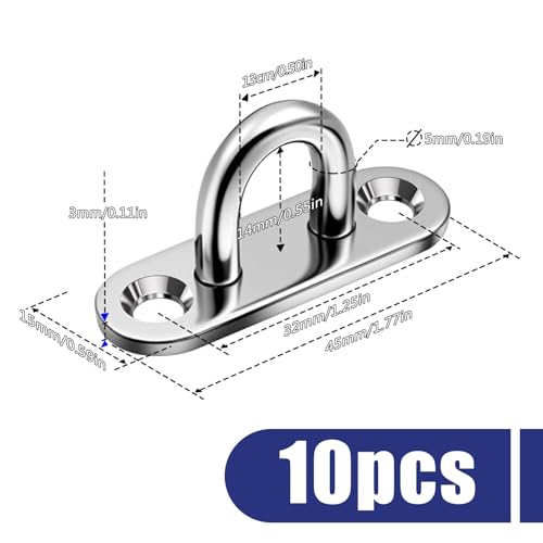 TXXATX Augplatte Edelstahl M5 Augplatte mit Öse 10 Stück Wandöse Deckenöse Ösenplatte für Decksplatt Befestigungsösen Deckenhaken Hängessel Sonnensegel Befestigung