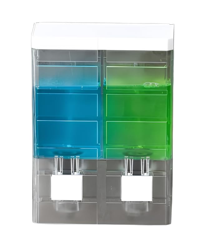 Toriox Self Adhesive Bathroom Washroom Kitchen 2 in 1 Touch Dispenser Wall Mounted Twin Head Touch Soap Dispenser Liquid Shampoo Conditioner Sanitizer Lotion Gel Shower Soap Dispenser
