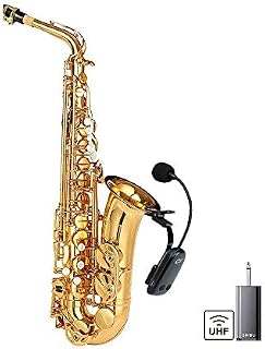 UHF Wireless Instruments Saxophone Microphone, with Receiver Detachable Clip, Universal for Speaker Professional