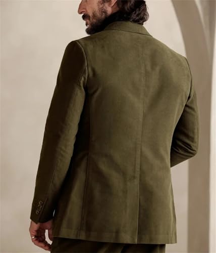 Men's Casual 2 Piece Suede Leather Suit Slim Fit Tuxedo Notch Lapel Jacket Blazer Pant for Dinner Party Wedding2