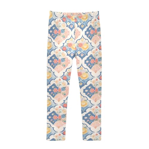 Seamless Asian Traditional Patterns Kids Baby Girls Leggings Comfortable High Waisted Leg Yoga Pants Sports