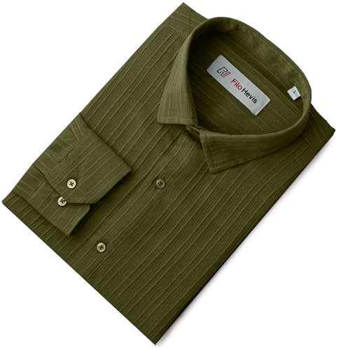 Image of FILO HEVIS Men's Casual Button Down Popcorn Shirts Stylish Long Sleeve Linen Textured Beach Summer Shirt