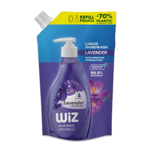 Image of Wiz Lavender Hand Wash Refill Pouch - 1L | pH Balanced | 70% Less Plastic | Soothing Lavender Scent | Germ Protection | Gentle & Moisturizing Formula