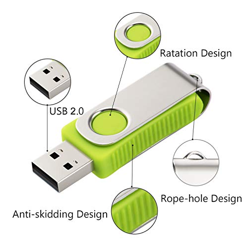 32GB USB Stick 8 Stück Einklappbarer Flash Speicherstick 2.0 Flash Drive Pack Rotate Metall USB-Sticks, Mehrfarbig – Bild 3
