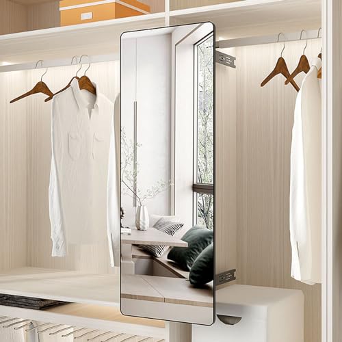 Hideaway Closet Mirror, Retractable Full Length Mirror, 51' x 16' Wall Mounted Mirror, Suitable for Bedroom, Locker Room, Cloakroom