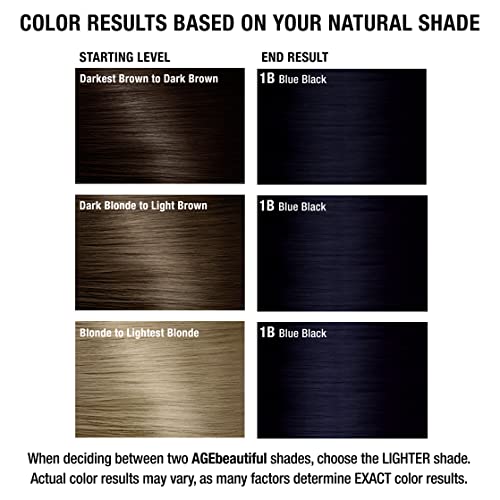 Agebeautiful Permanent Liqui Creme Hair Color Dye | 100% Gray Coverage | Anti-Aging | Biotin For Thicker, Fuller Hair | Professional Salon Coloring | 1B Blue Black #TOP6