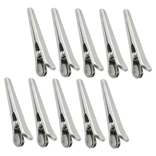 OFFSCH Food Freshness Clamp 10 Pcs Stainless Clamp Serrated Edges Easy to Use for Snack Bag Sealing