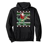 Santa Riding Dino | Funny Christmas Ugly Sweater Pullover Hoodie