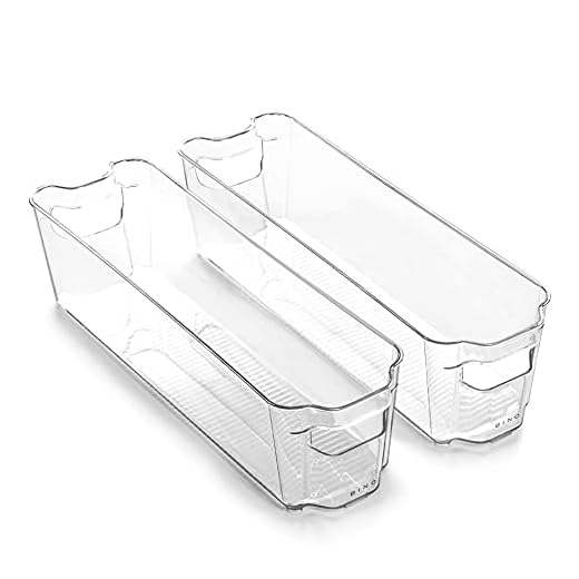 BINO | Stackable Storage Bins, Small - 2 Pack | THE STACKER COLLECTION | Clear Plastic | Built-In Handles | BPA-Free | Containers for Organizing Kitchen Pantry | Multi-Use Organizer