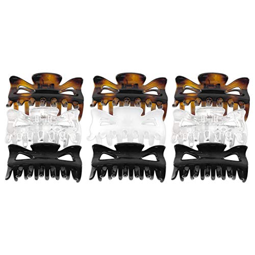 Scunci Effortless Beauty Basic Jaw Clips, Assorted Colors, 3-Count per pack (3-Pack)