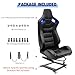 FREEMOTOR802 Racing Seats with Dual Lock Sliders, Universal For Most Cars Vehicles First Row, 1 Pair Reclinable Sport Bucket Seats, PU Carbon Fiber Look Leatherette, Black Blue Slots