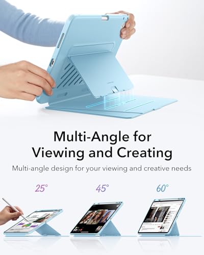 Image of ESR for iPad Air 13 Inch Case M4 /M3 /M2 (2026 /2025 /2024), Vertical Stand Cover with Pencil Holder, Ultra-Stable Magnetic Case, Multi Stand Angles, Flip Series, Light Blue