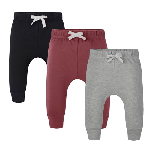 Image of AIUI-HARNSBORN Baby 3 Pack Flexy Pants and Leggings, Infant Boys Girls Tapered Ankle Jogger Pants