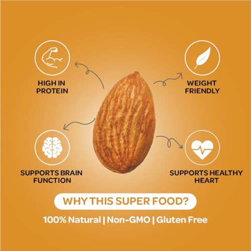 Image of Bazana Premium Californian Almonds /Badam, 500g | Rich in Protein, Fiber & Vitamin E | Healthy Nuts & Dry Fruits Snack for Daily Nutrition