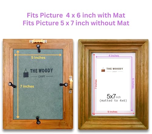 Image of 4 x 6 inch Wooden Photo Frame with Mat, Orange Photo Frame 4 x 6 inch with Mat or 5 x 7 inch without Mat for Wall Decoration, Gallery Walls, Best Wooden Photo Frames for Posters and Photos