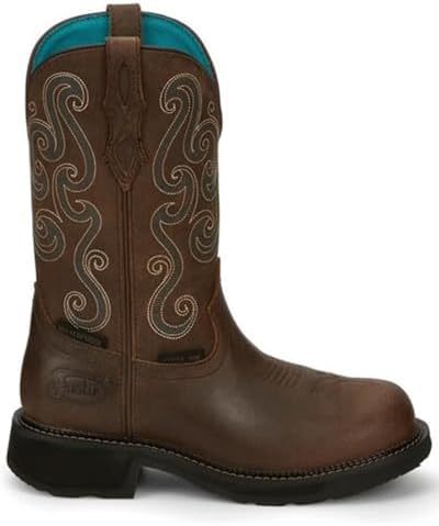 Justin 11" Tasha Waterproof Round Toe Brown Water Buffalo 9.5 B (M) | Image 1