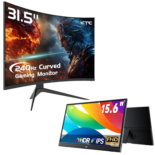 Image of KTC 32 inch 240Hz Curved Gaming Monitor & Portable Monitor 15.6 Inch