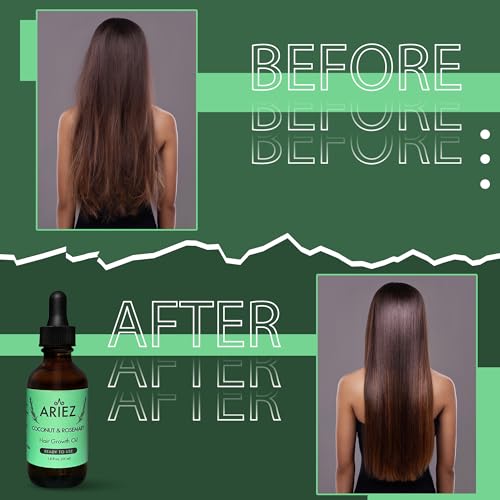 Ariez Coconut & Rosemary Oil Hair Growth Serum - Promotes Thicker and Fuller Looking Hair - For Dry & Damaged Hair - Anti Frizz- Stimulate Follicles, Promote Regrowth - Cruelty Free - 55ml - Image 4