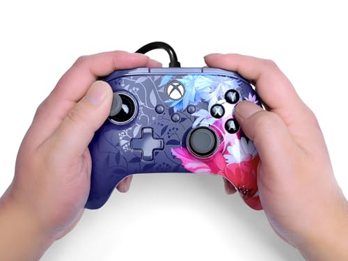 Image of PowerA Advantage Plus Wired Controller for Xbox Series X|S - Night Blossom, officially licensed, adjustable height thumbsticks, hall effect, mappable buttons, works with Xbox One and Windows 10 /11 PC