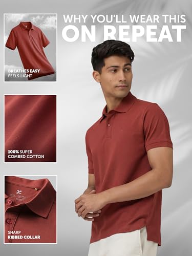Image of XYXX Men's Nova 100% Combed Cotton Regular Fit Polo T-Shirt