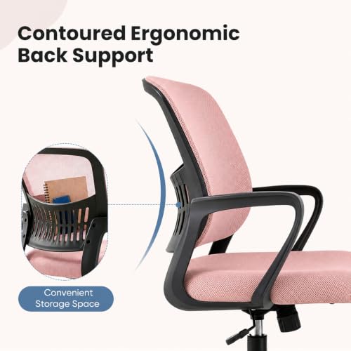 Image of DUMOS Ergonomic Office Chair, Home Office Desk Chairs, 1 Pack, Pink