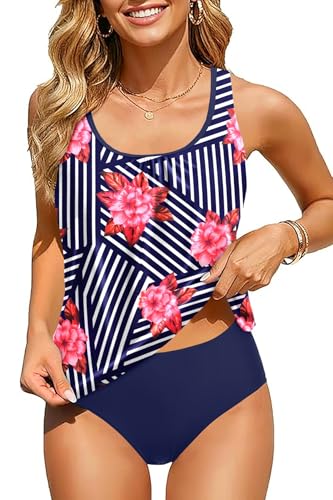 Image of Yonique Blouson Two Piece Tankini Swimsuits for Women Modest
