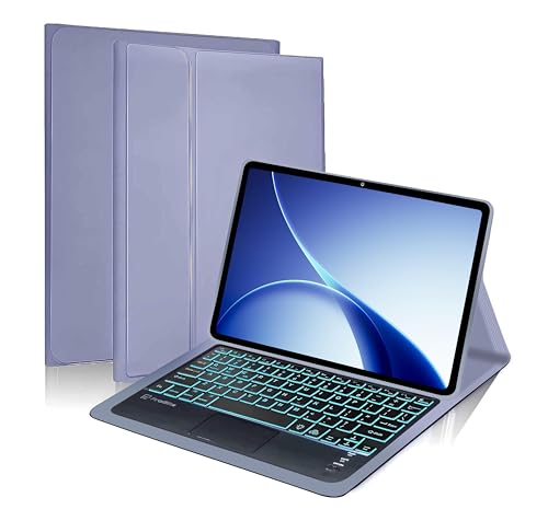 Image of ProElite TouchPad Keyboard case for Oppo Pad 5 12.1 inch, Magnetic Detachable Wireless Bluetooth TouchPad Keyboard for Oppo Pad 5 12.1 inch Built-in 7-Colors Backlit, Lavender