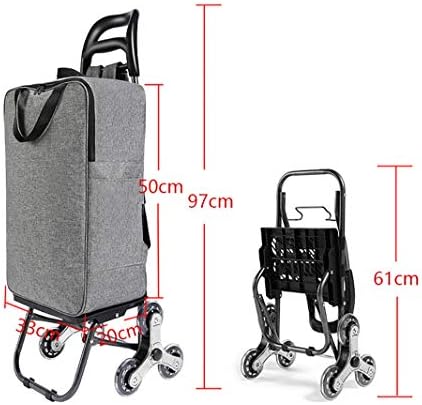 ZWNLL Foldable Shopping Trolley-Stair Climbing Shopping Trolley Lightweight Shopping Cart,Waterproof Large Capacity Detachable Grocery Bag,Trendy Supermarket Rolling Bag (Black)