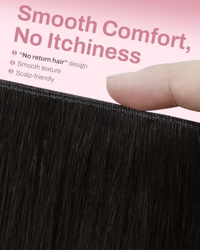 Image of Moresoo Clip in Hair Extensions, 24inch Seamless Genius Weft, Natural Blend | Hair extensions clip ins, dark brown, 150g 7pcs, for fashion and photo shoots, high natural density brunette, full salon look
