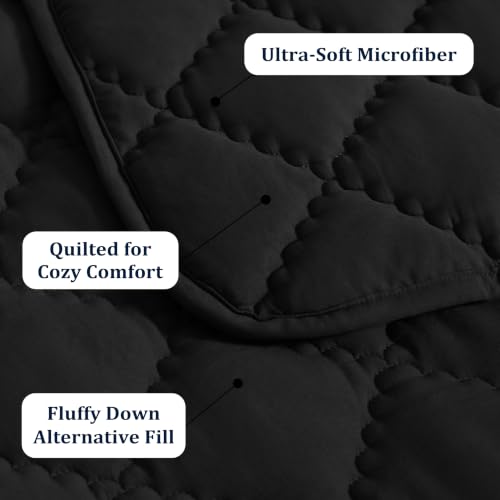 Image of BEDSUM Toddler Quilt 43x60, Microfiber Kids Quilt Toddler Bed, Black | Lightweight Soft Comfort for Toddler Beds, Daycare, Preschool Naps, Boys Girls, Machine Washable All Season Toddler Comforter