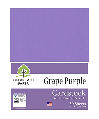 Clear Path Paper - Grape Purple Cardstock - 8.5 x 11 inch - 65Lb Cover - 50 Sheets