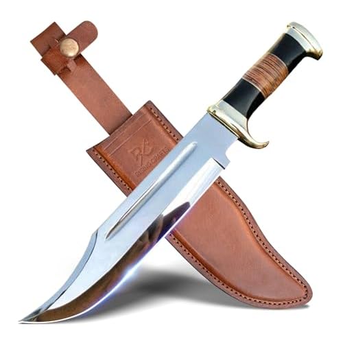 14″ Crocodile Dundee Bowie Knife with Sheath-Hunting Knife with Sheath-Mirror Polished Survival Tactical Knife for Camping, Outdoor, Bushcraft- Knives for Men