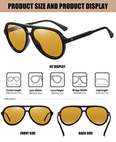 DUCO Retro Aviator Polarized Sunglasses Women Men Vintage Double Bridge Sun Glasses Classic Shades DC12082