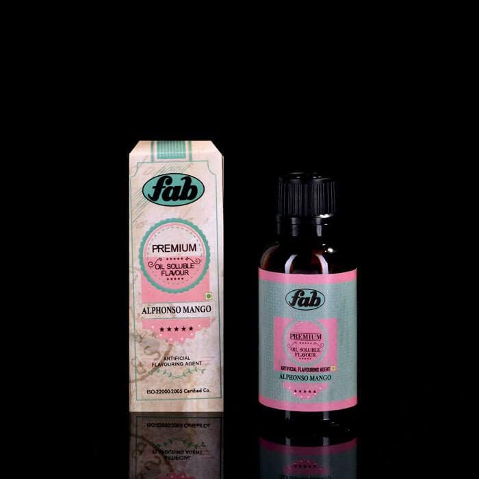 Fab Premium Oil Soluble Alphonso Mango Fruit Flavor Chocolates Indian sweets Ice creams Desserts and Beverages Quantity 30ML