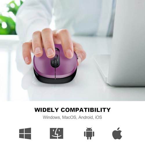 Image of WisFox 2.4G Wireless Mouse for Laptop, Ergonomic Computer Mouse with USB Receiver and Type-C Adapter, 3 Adjustable Levels, 6 Button Cordless Wireless Mice for Windows Mac PC Notebook (Purple)
