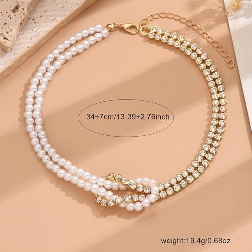 Pearl Choker Necklaces for Women - Dainty Gold Pearl Necklace 14k Gold Plated Choker Necklace Simple Trendy Charm Jewelry for Women4