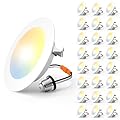 Amico Recessed Lighting 4 Inch, 24 Pack 5CCT Flat LED Can Lights, 2700K/3000K/4000K/5000K/6000K Selectable, 7W Eqv 60W, 700LM Brightness, Retrofit Installation - ETL & FCC