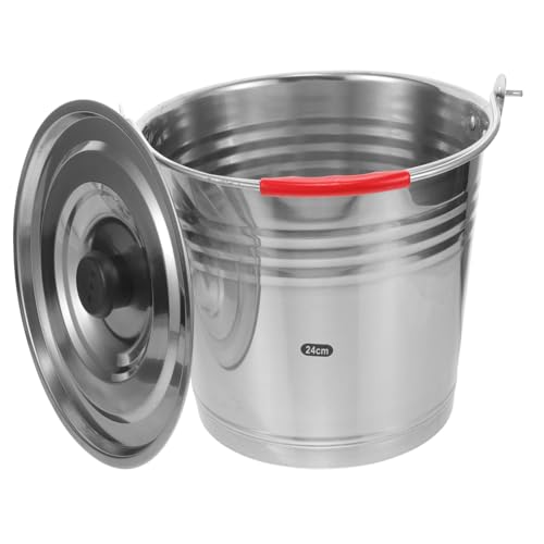 Vaguelly Cubo De Acero Inoxidable Balde Cubo De Acero con Tapa Frío Mangos Agua De Vino Agarradera Exterior Bebiendo Cubos De Limpieza con Asas Barril Recipiente De Hielo del Vino