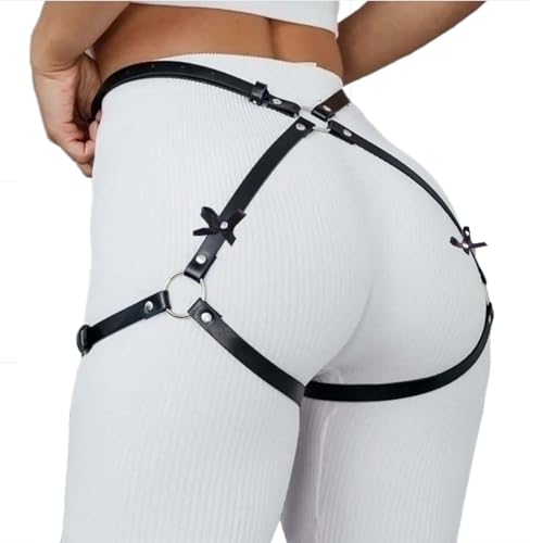 Punk Leather Thigh Harness & Garter Belt for Women - Body Harness Lingerie, Waist Leg Garter for Halloween, Party, Nightclub