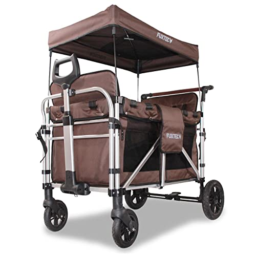 Carrello pieghevole Fuxtec Family CTXL900 marrone, l'originale, Family Fux, Vagone da giardino 4 posti, sedile rimovibile, trasporto, spiaggia, tirare o spingere, capacità di carico 75 kg