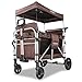 Produktbild FUXTEC Bollerwagen faltbar FX-CTXL900 Braun mit Dach - Transportwagen klappbar |Komfort-Schiebegriff & montierbare, erhöhte Sitze | 5-Punkt-Gurt | Handwagen/Leiterwagen  Das Original
